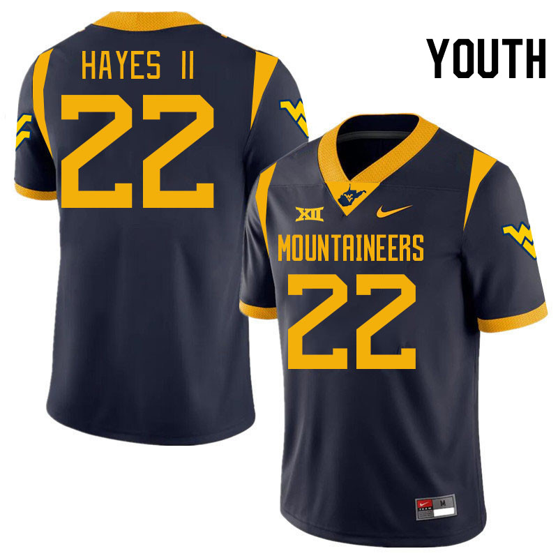 Youth #22 Michael Hayes II West Virginia Mountaineers College 2024 New Uniforms Football Jerseys Sti